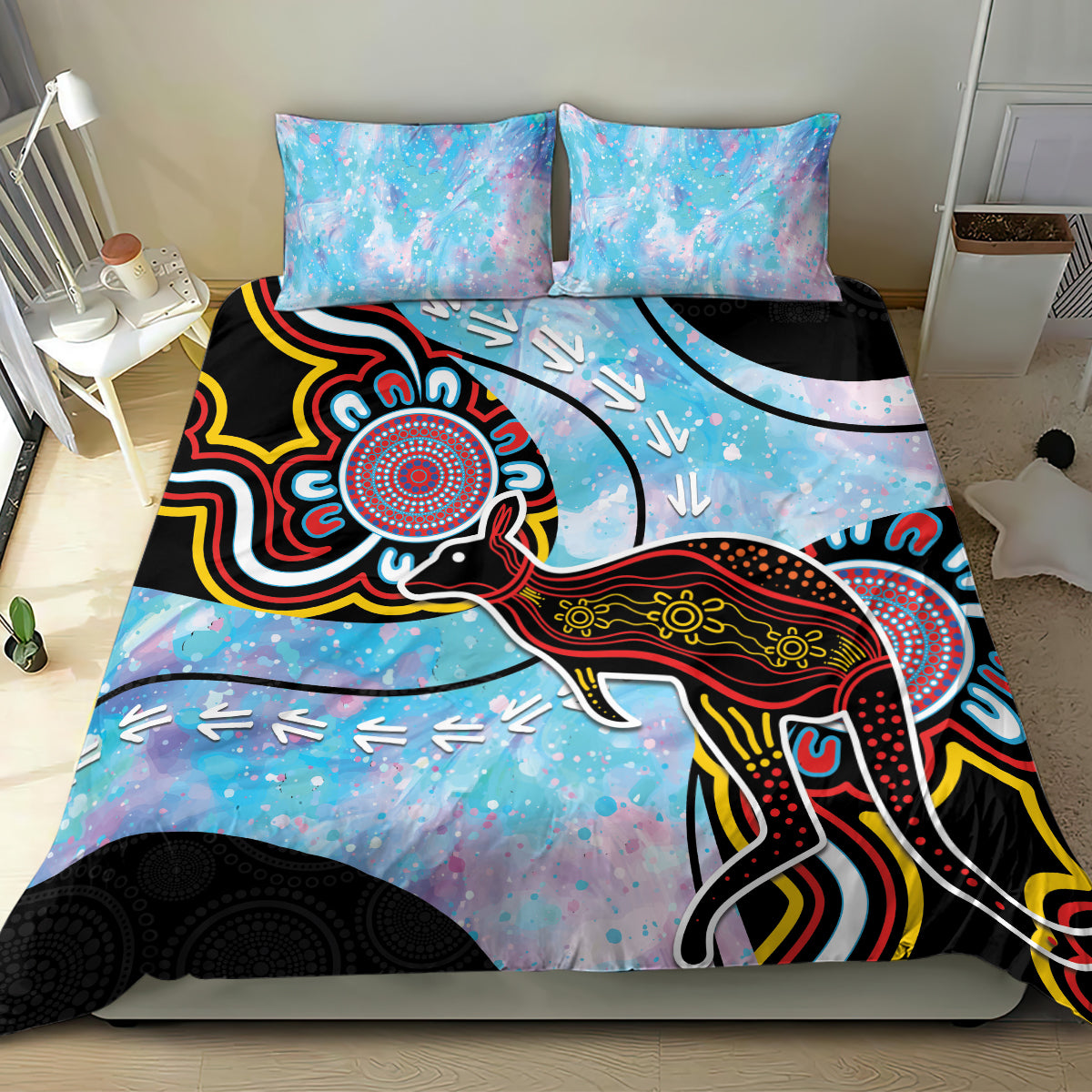 Australia Opal Bedding Set Aussie Kangaroo Aboriginal Art