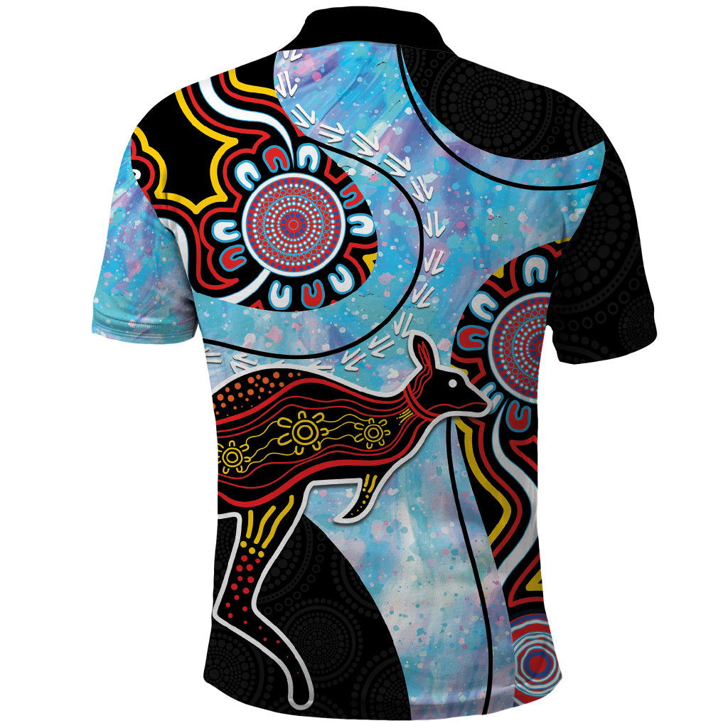 Australia Opal Polo Shirt Aussie Kangaroo Aboriginal Art