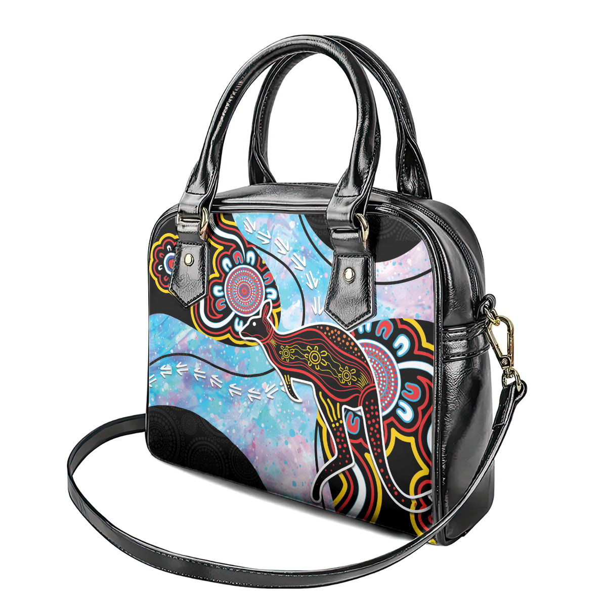 Australia Opal Shoulder Handbag Aussie Kangaroo Aboriginal Art