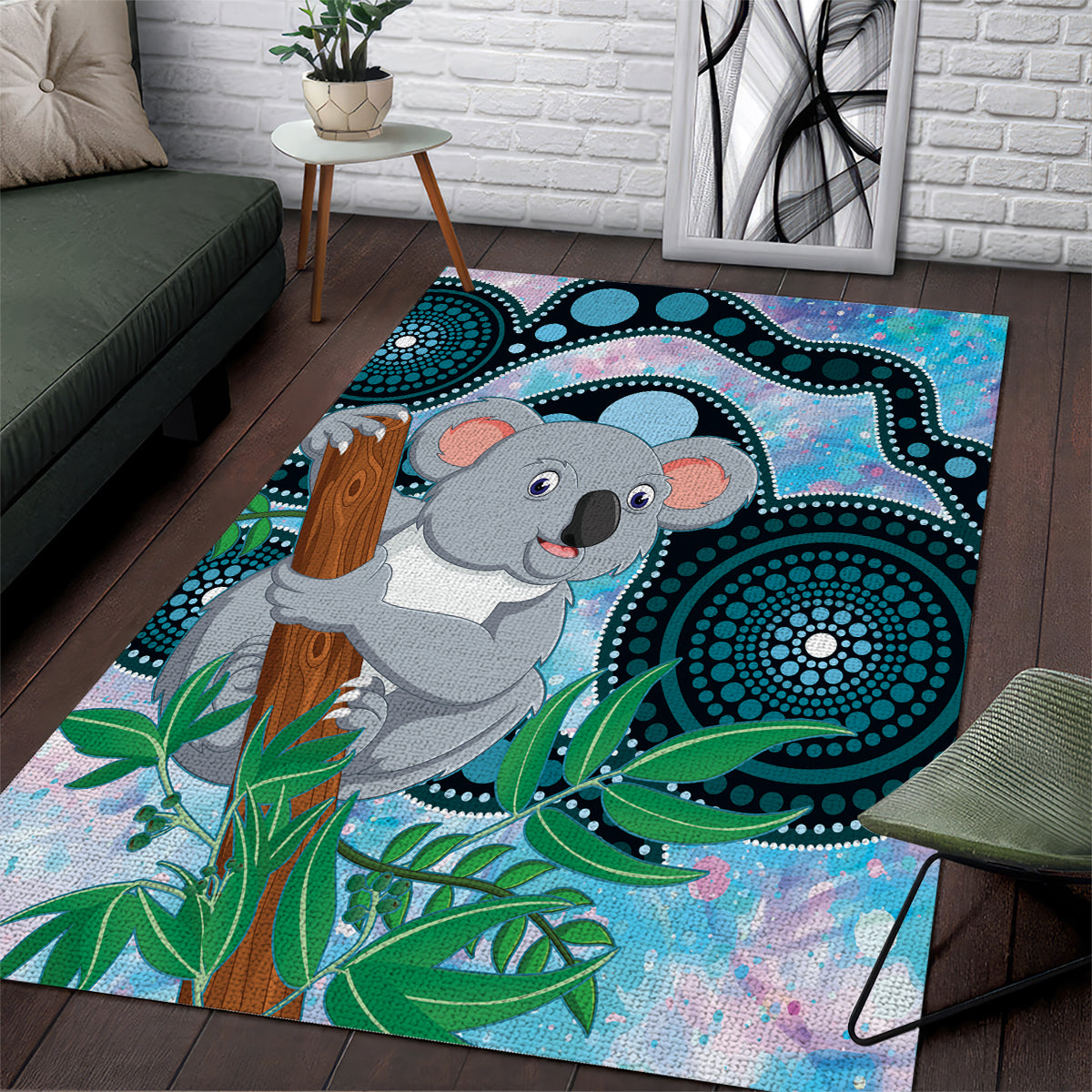 Australia Opal Koala Area Rug Aussie Aboriginal Art