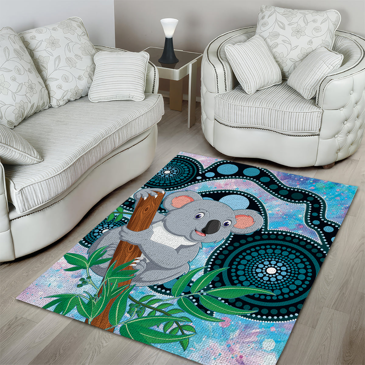 Australia Opal Koala Area Rug Aussie Aboriginal Art