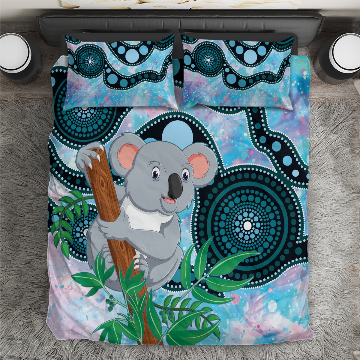 Australia Opal Koala Bedding Set Aussie Aboriginal Art