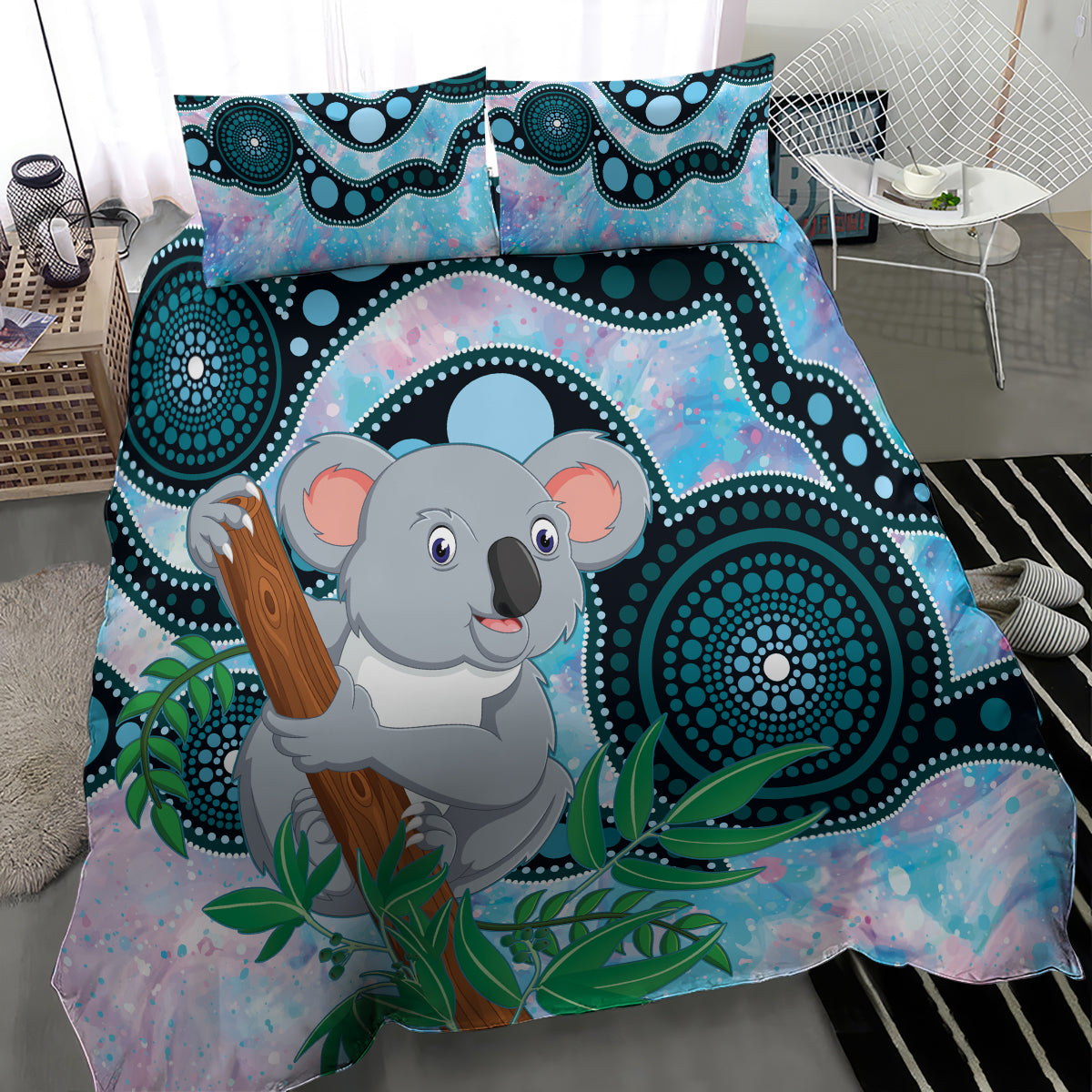 Australia Opal Koala Bedding Set Aussie Aboriginal Art