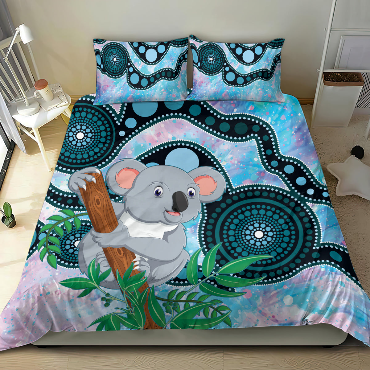 Australia Opal Koala Bedding Set Aussie Aboriginal Art