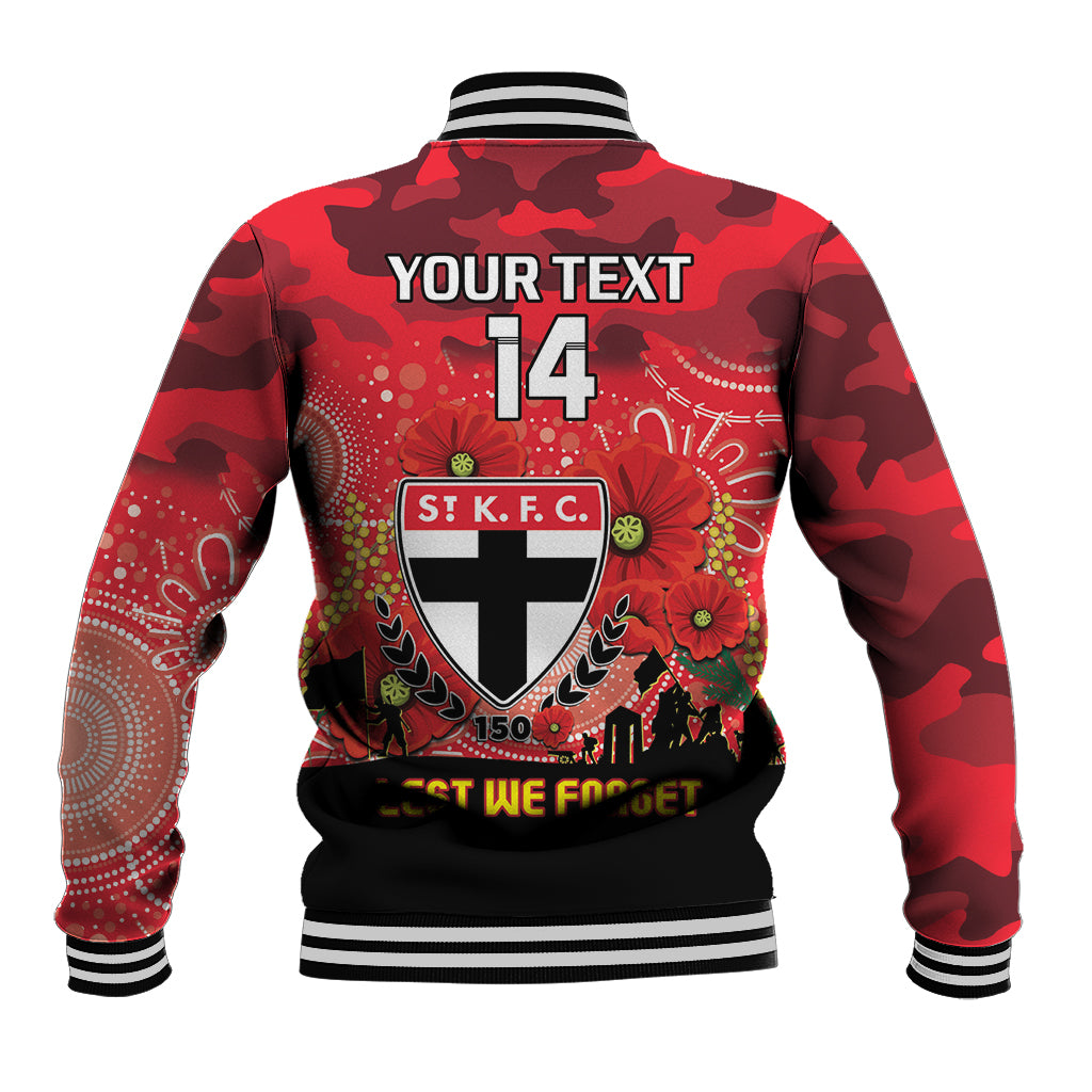 Custom St Kilda Football ANZAC Baseball Jacket Gallipoli Camouflage With Poppies