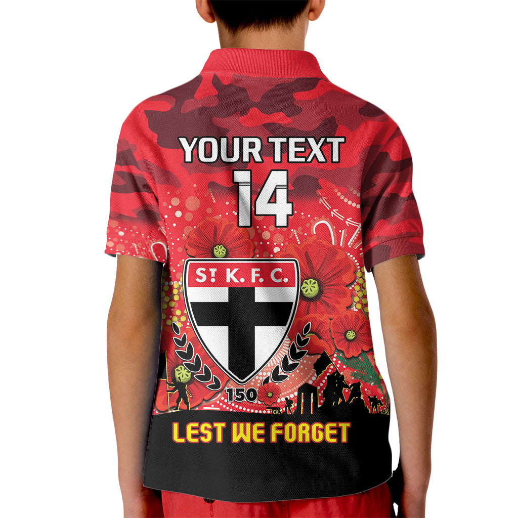 Custom St Kilda Football ANZAC Kid Polo Shirt Gallipoli Camouflage With Poppies