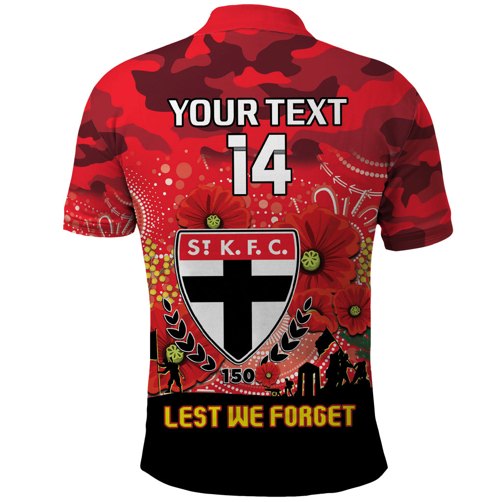 Custom St Kilda Football ANZAC Polo Shirt Gallipoli Camouflage With Poppies