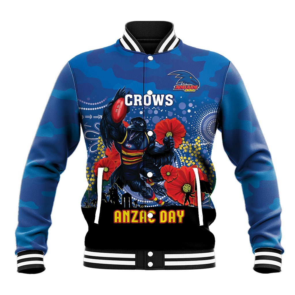 Custom Crows Football ANZAC Baseball Jacket Gallipoli Camouflage With Poppies