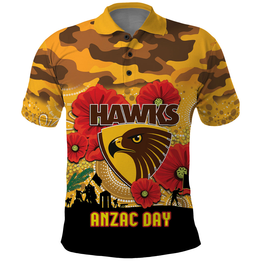 Custom Hawks Football ANZAC Polo Shirt Gallipoli Camouflage With Poppies