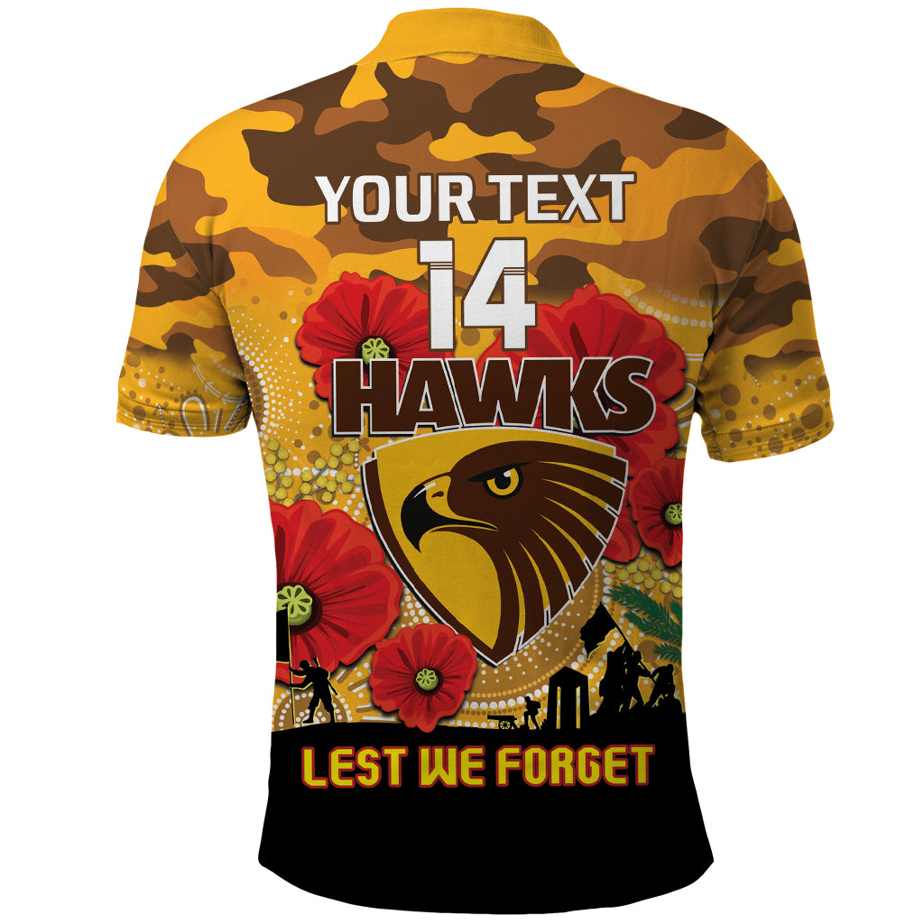 Custom Hawks Football ANZAC Polo Shirt Gallipoli Camouflage With Poppies