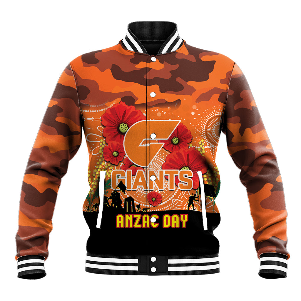 Custom Giants Football ANZAC Baseball Jacket Gallipoli Camouflage With Poppies