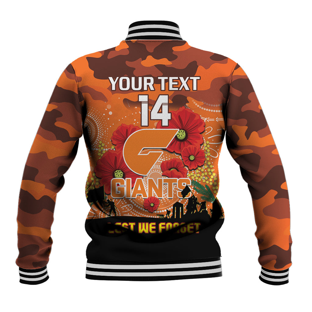 Custom Giants Football ANZAC Baseball Jacket Gallipoli Camouflage With Poppies