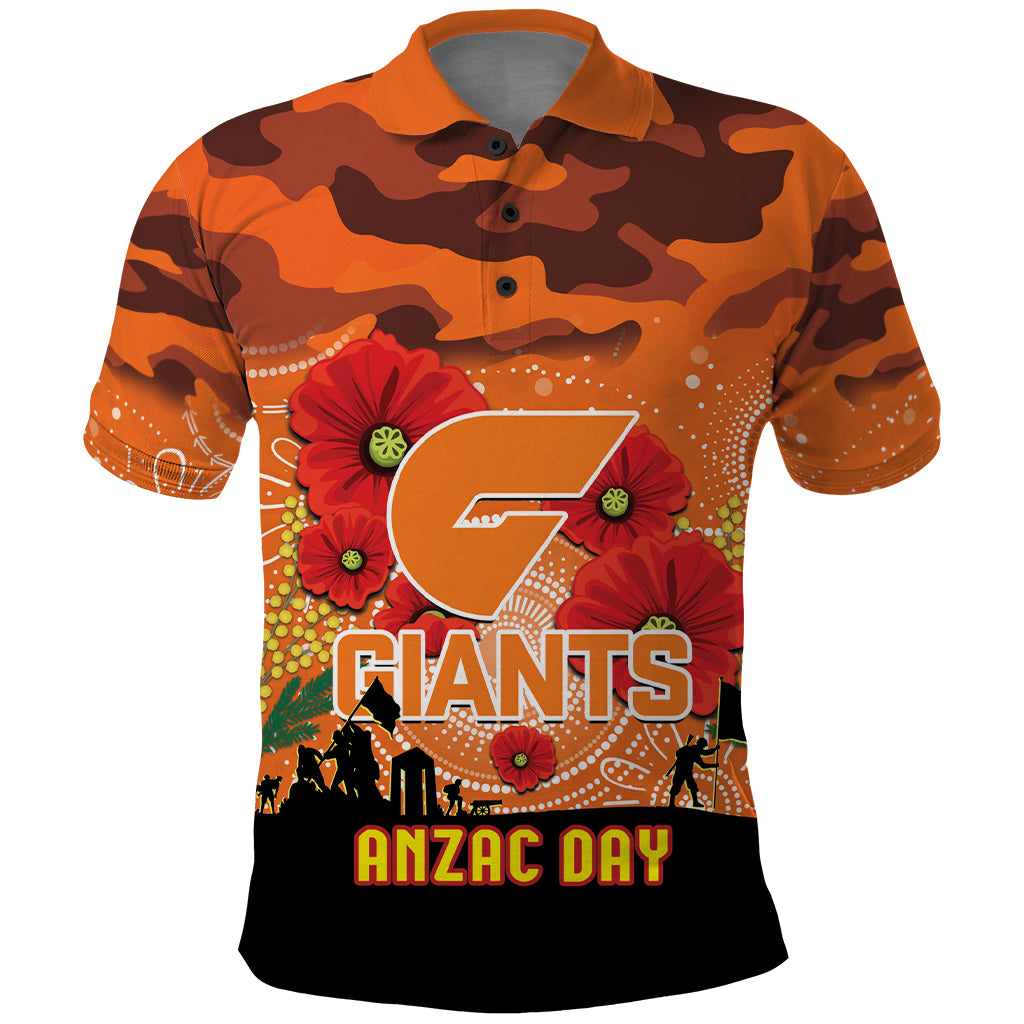 Custom Giants Football ANZAC Polo Shirt Gallipoli Camouflage With Poppies