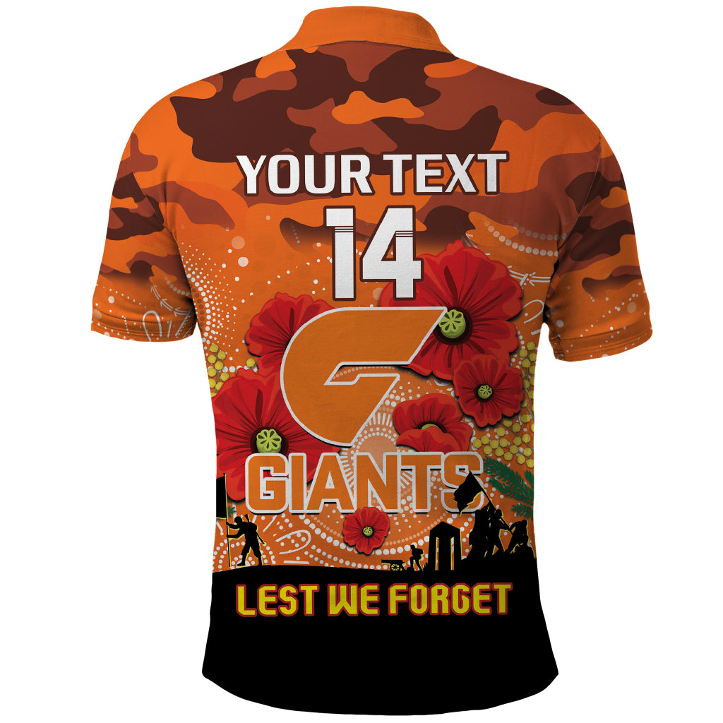 Custom Giants Football ANZAC Polo Shirt Gallipoli Camouflage With Poppies