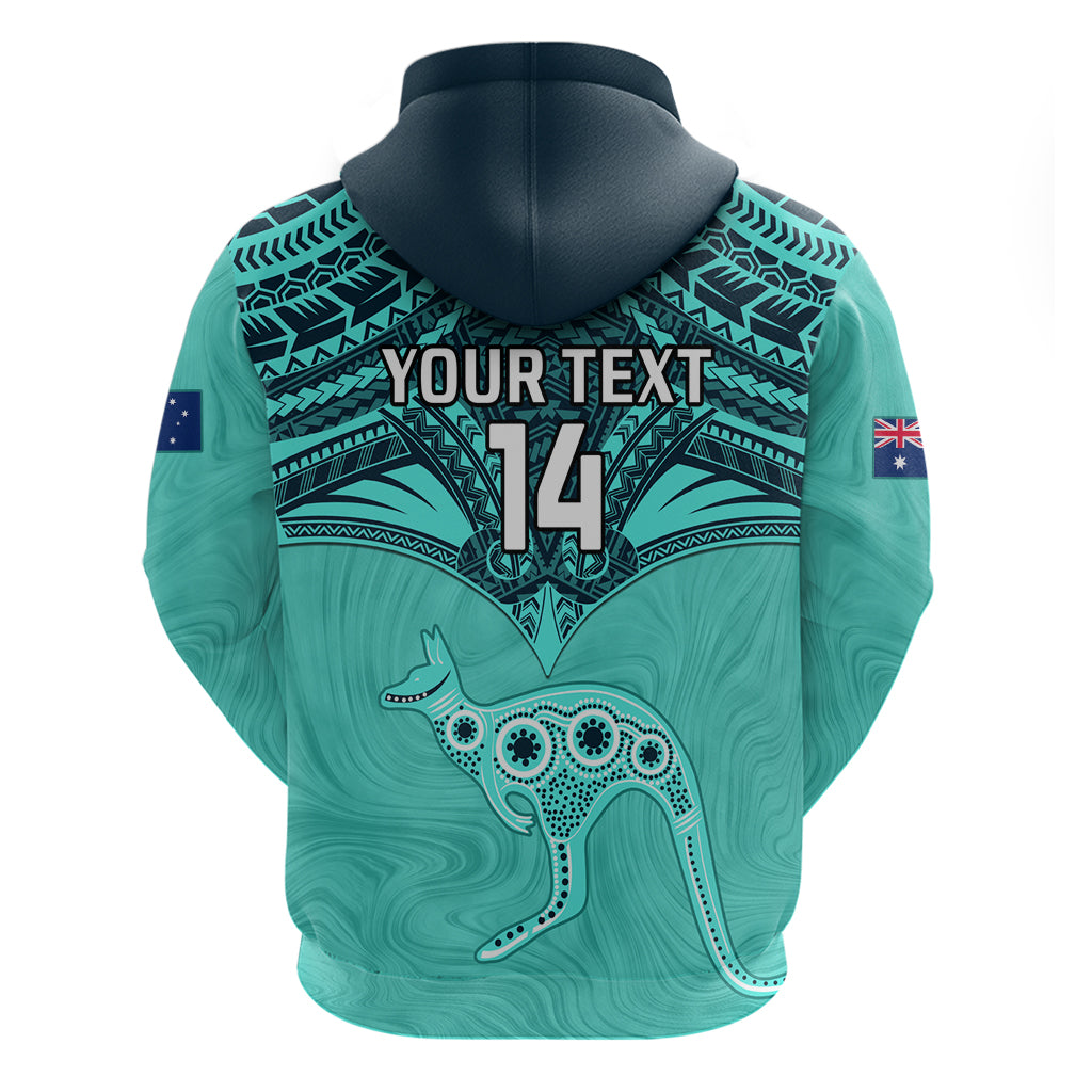 Custom Australia Matildas Hoodie Polynesian Mix Turquoise Marble