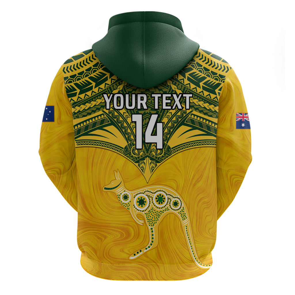 Custom Australia Matildas Hoodie Polynesian Mix Gold Marble