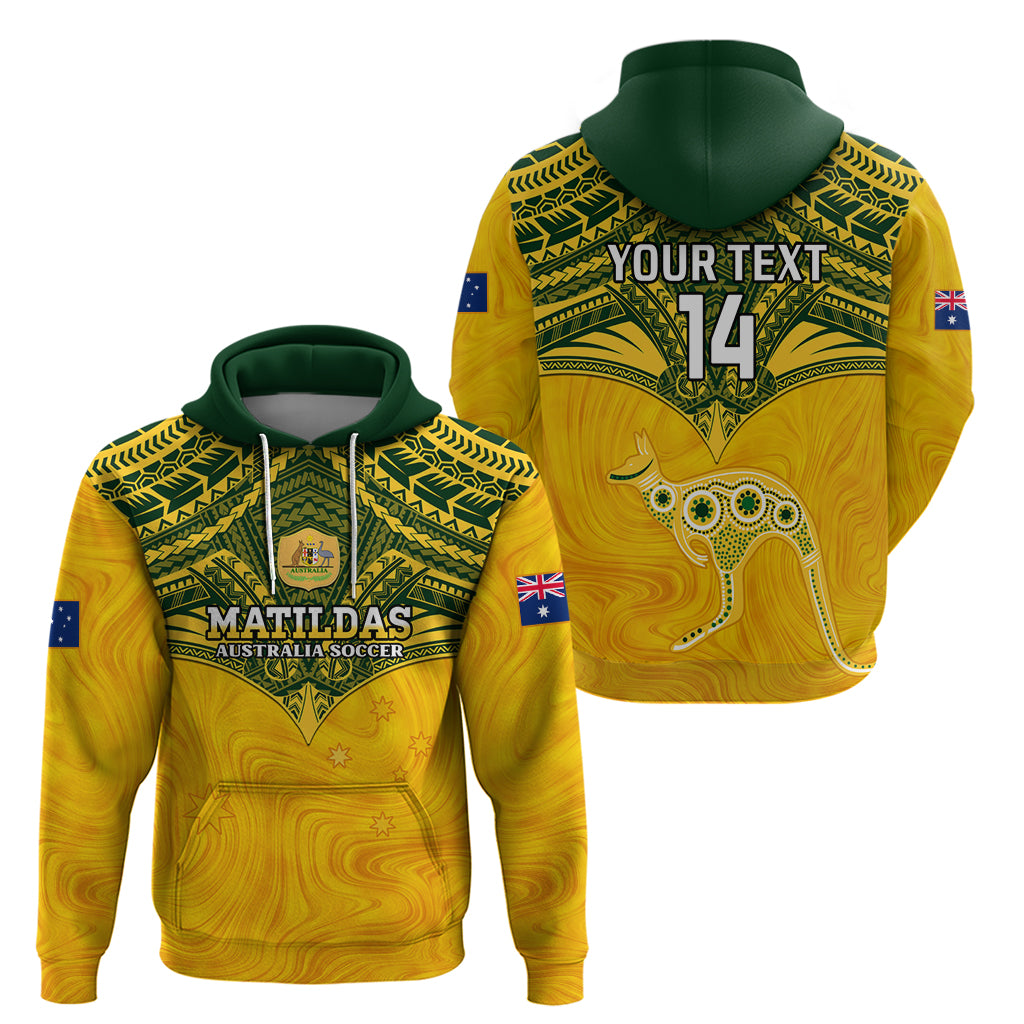 Custom Australia Matildas Hoodie Polynesian Mix Gold Marble