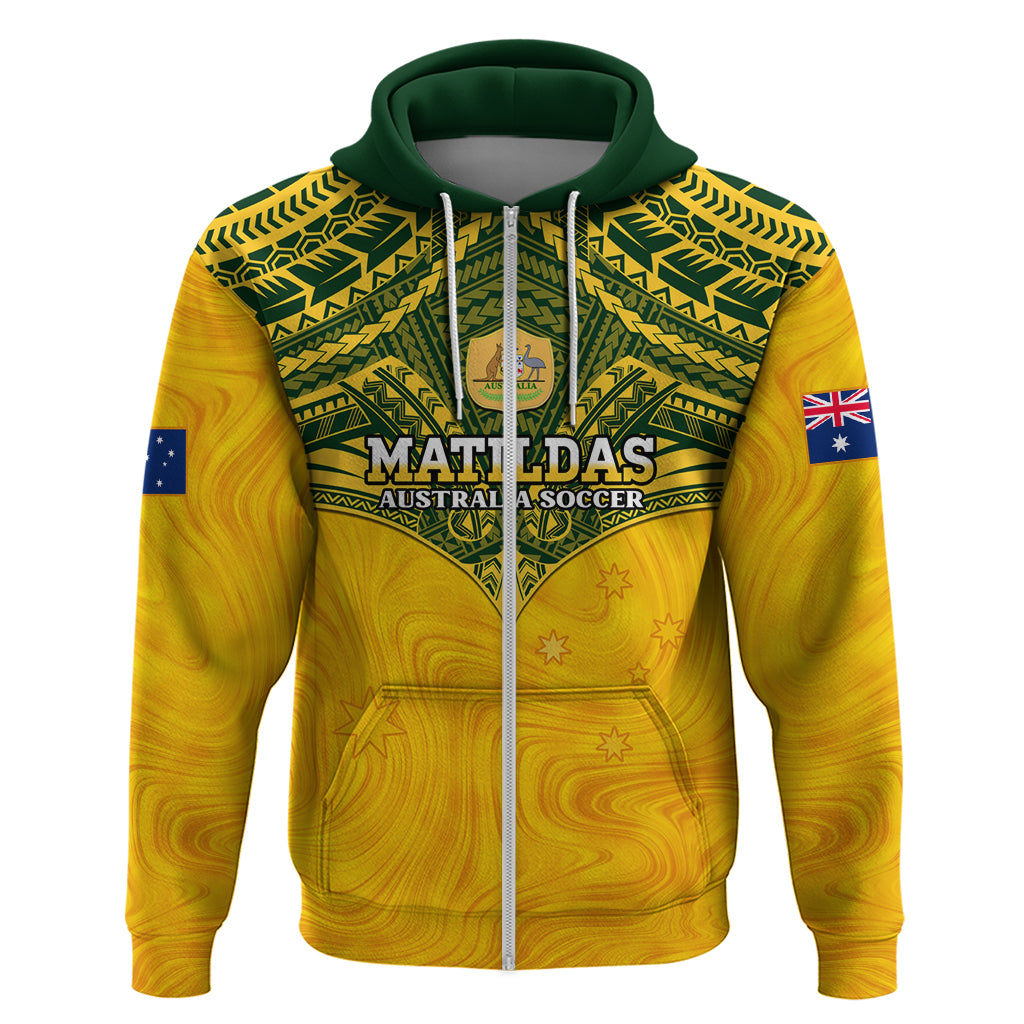 Custom Australia Matildas Hoodie Polynesian Mix Gold Marble