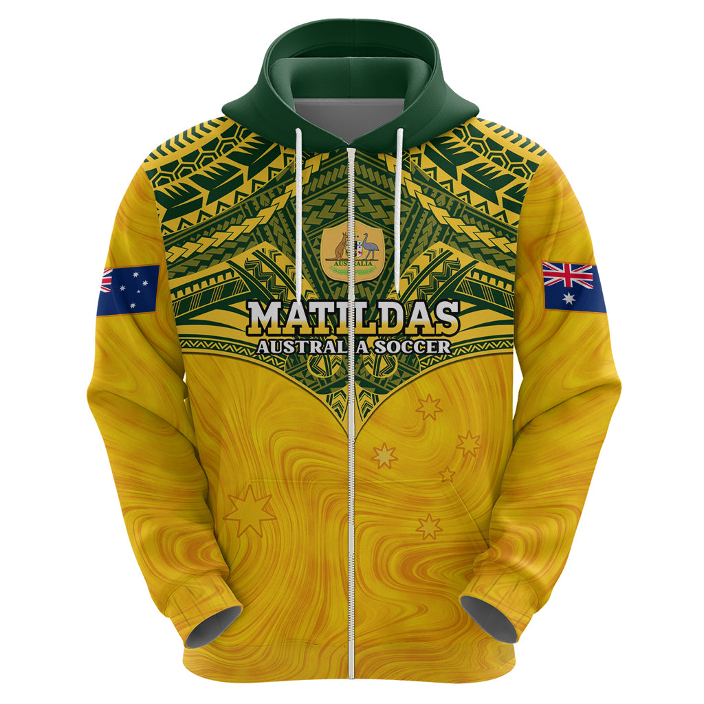 Custom Australia Matildas Hoodie Polynesian Mix Gold Marble