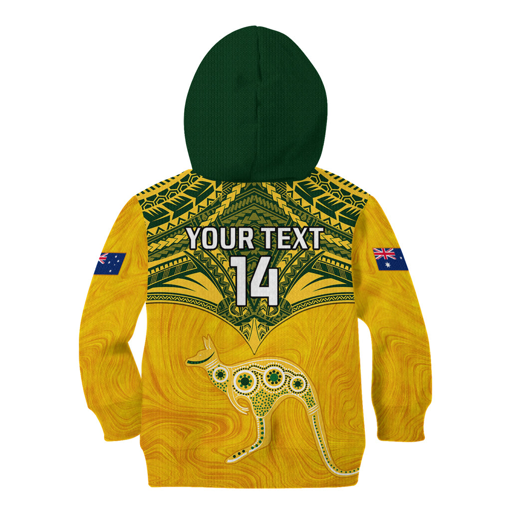 Custom Australia Matildas Kid Hoodie Polynesian Mix Gold Marble