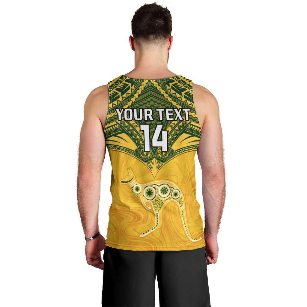 Custom Australia Matildas Men Tank Top Polynesian Mix Gold Marble