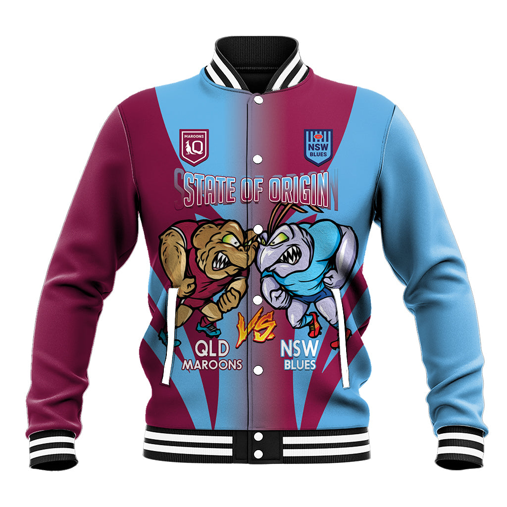 Custom NSW Blues And QLD Maroons Rugby Baseball Jacket 2024 Cockroaches Cane toads Together