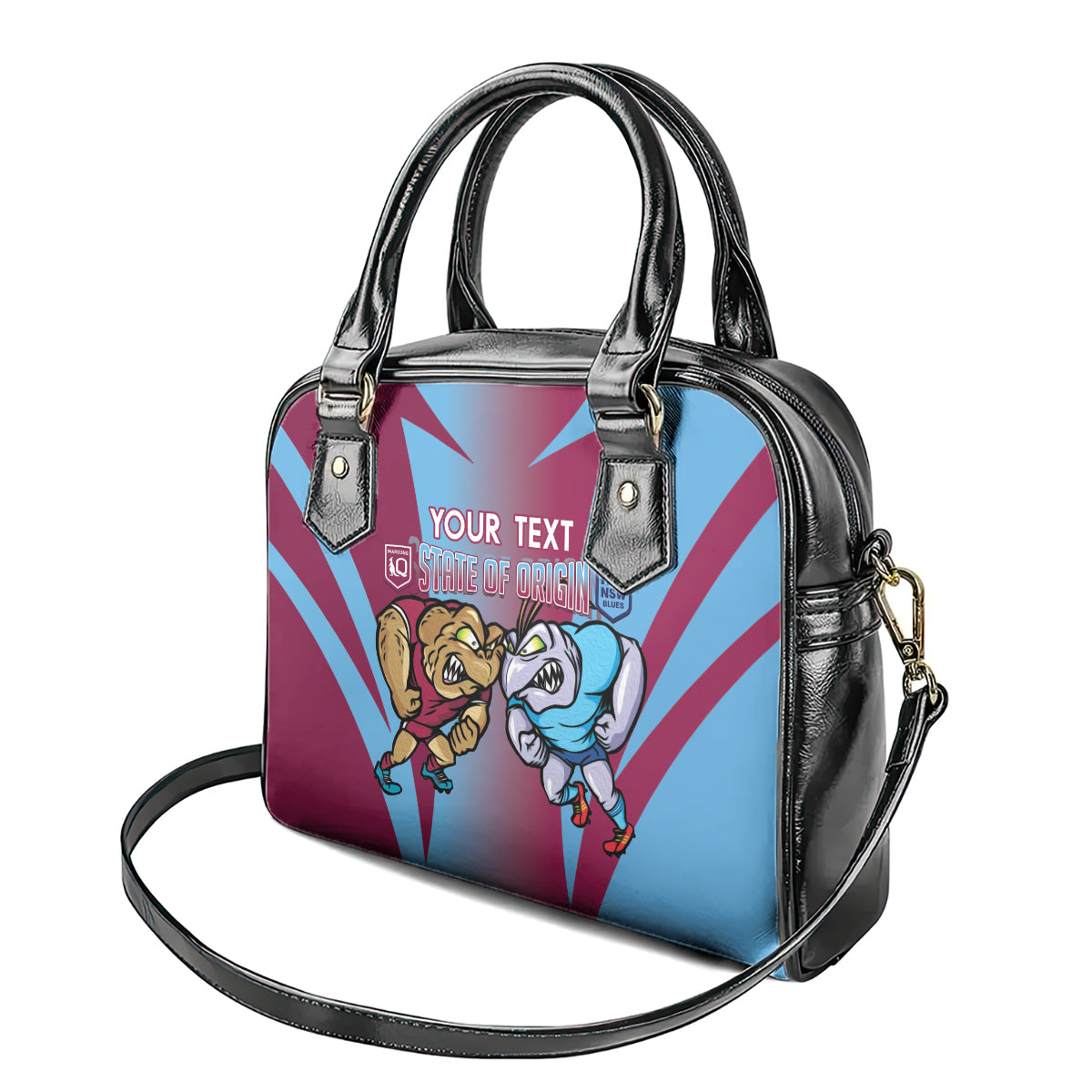 Custom NSW Blues And QLD Maroons Rugby Shoulder Handbag 2024 Cockroaches Cane toads Together