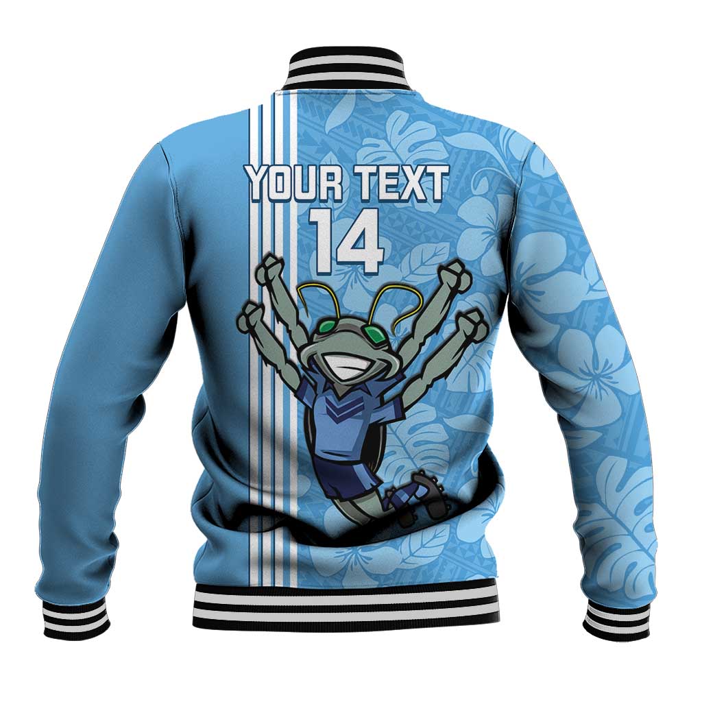 Custom NSW Blues Rugby Baseball Jacket Cockroaches Polynesian Pattern Tropical Vibes