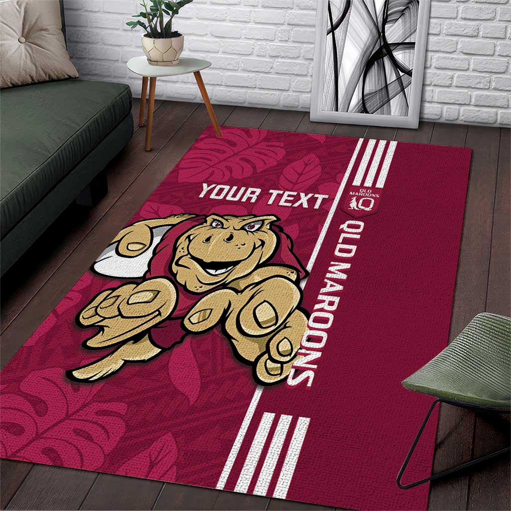 Custom QLD Maroons Rugby Area Rug Cane Toads Polynesian Pattern Tropical Vibes