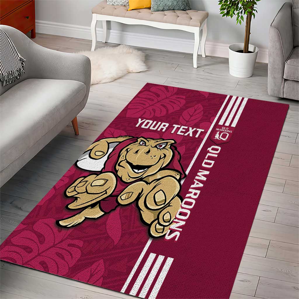 Custom QLD Maroons Rugby Area Rug Cane Toads Polynesian Pattern Tropical Vibes