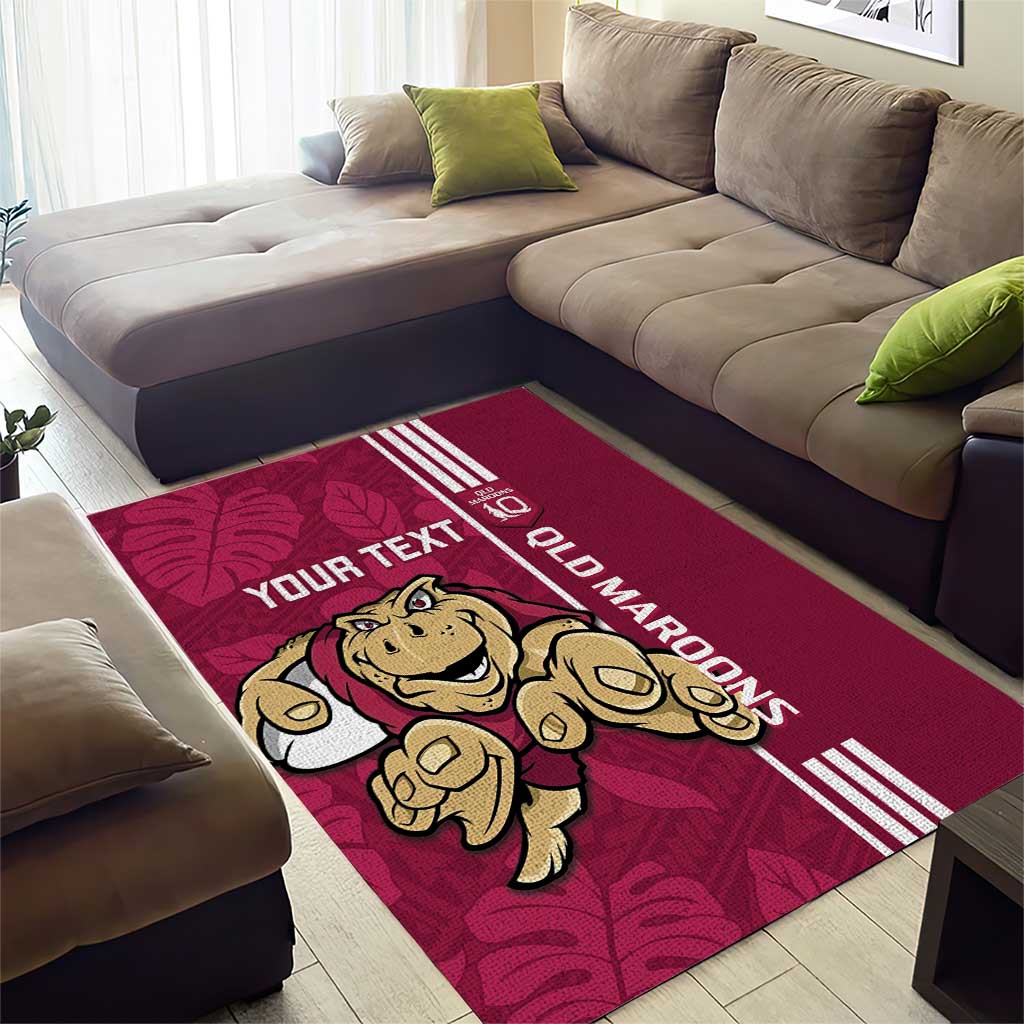 Custom QLD Maroons Rugby Area Rug Cane Toads Polynesian Pattern Tropical Vibes