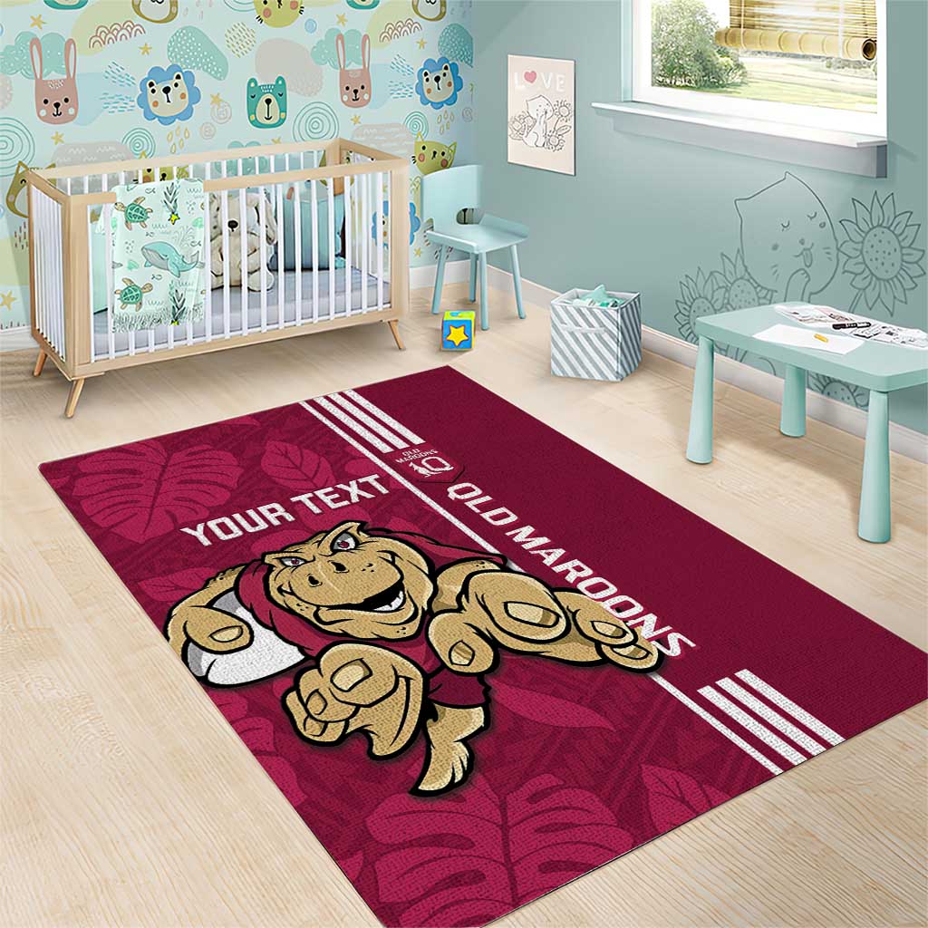 Custom QLD Maroons Rugby Area Rug Cane Toads Polynesian Pattern Tropical Vibes