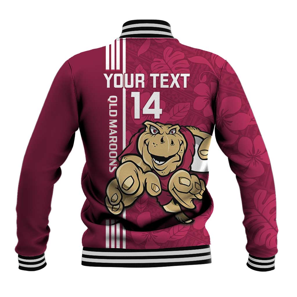 Custom QLD Maroons Rugby Baseball Jacket Cane Toads Polynesian Pattern Tropical Vibes