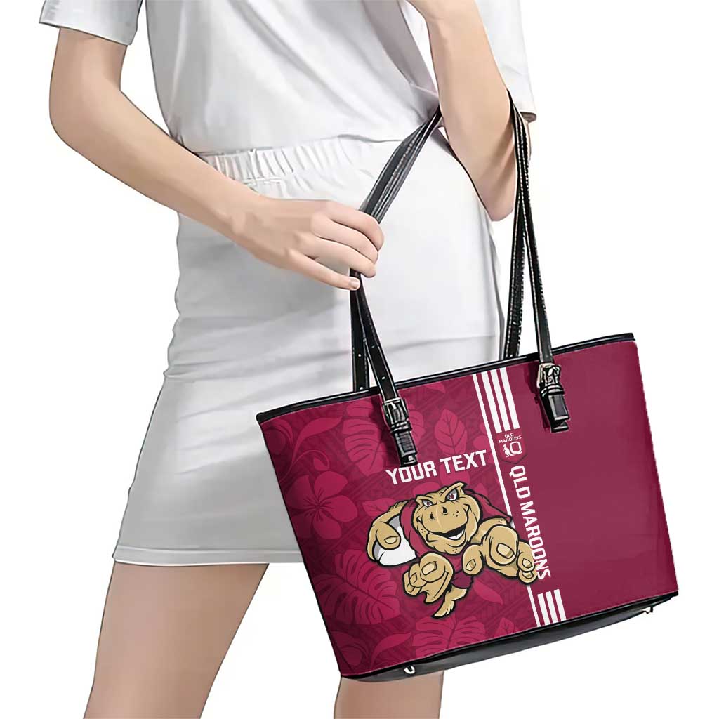 Custom QLD Maroons Rugby Leather Tote Bag Cane Toads Polynesian Pattern Tropical Vibes