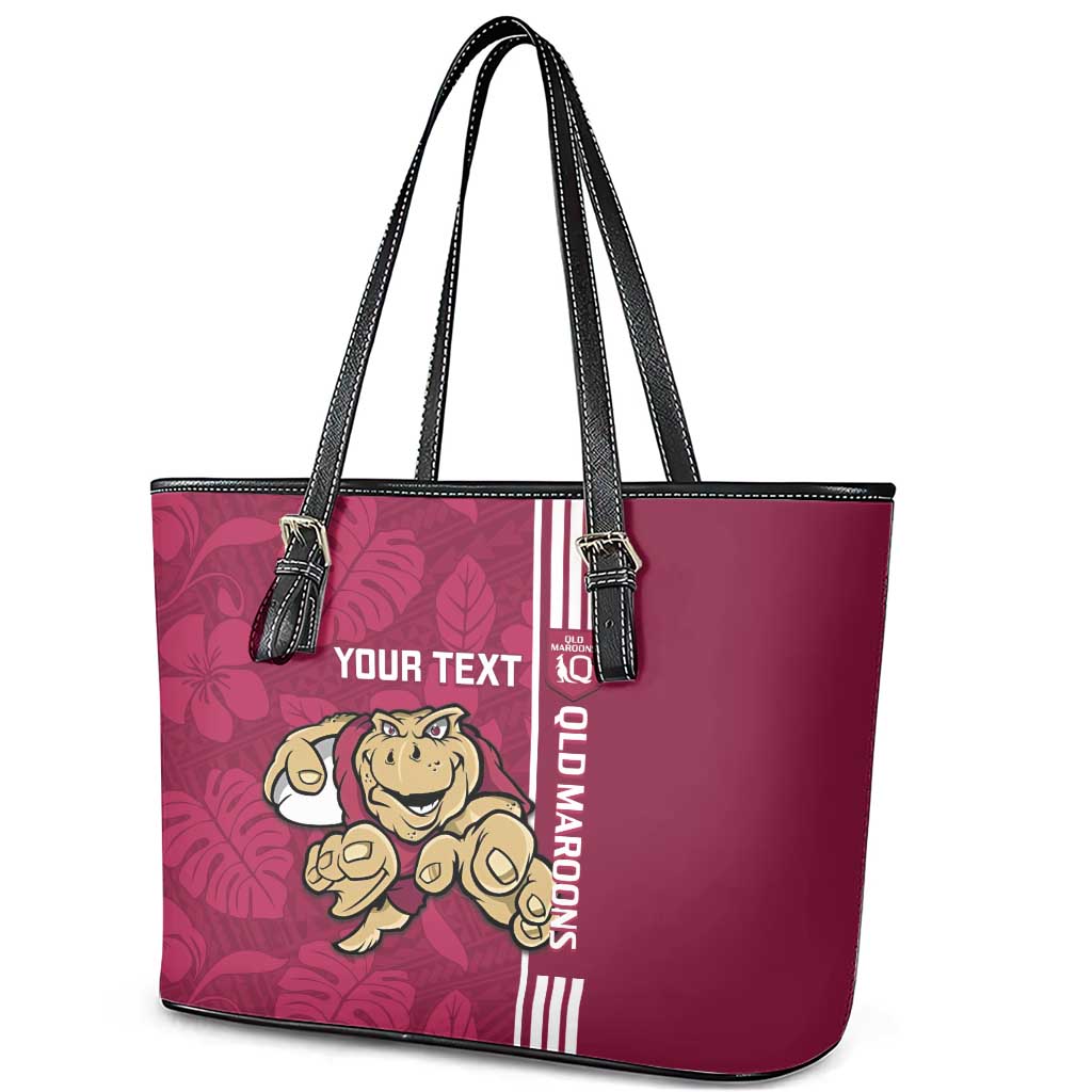 Custom QLD Maroons Rugby Leather Tote Bag Cane Toads Polynesian Pattern Tropical Vibes