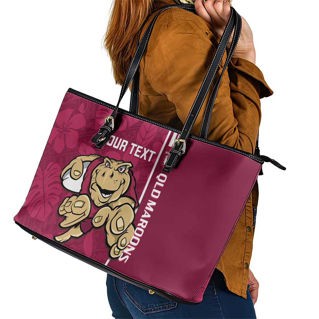 Custom QLD Maroons Rugby Leather Tote Bag Cane Toads Polynesian Pattern Tropical Vibes