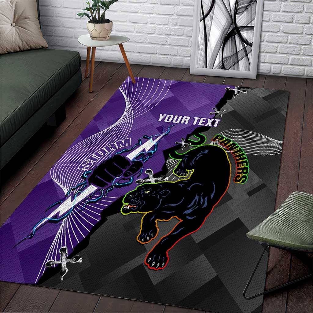 Personalised Storm And Panthers Rugby 2024 Area Rug Go Champions Grand Final Dynamic Style