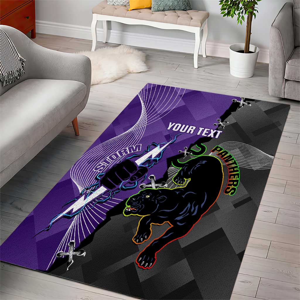 Personalised Storm And Panthers Rugby 2024 Area Rug Go Champions Grand Final Dynamic Style