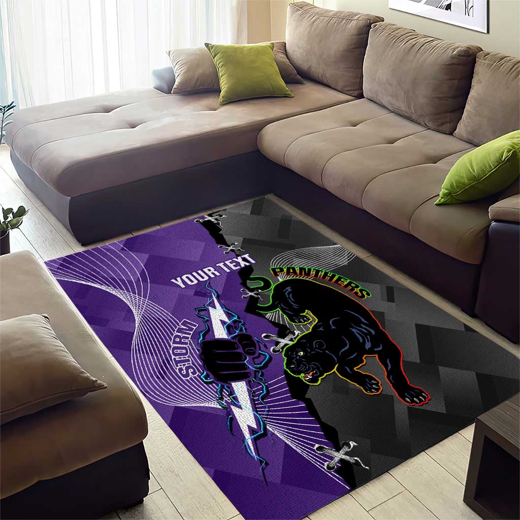 Personalised Storm And Panthers Rugby 2024 Area Rug Go Champions Grand Final Dynamic Style