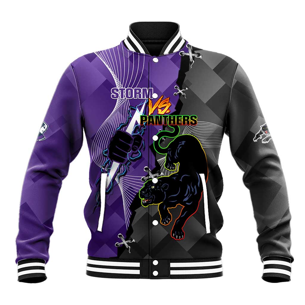 Personalised Storm And Panthers Rugby 2024 Baseball Jacket Go Champions Grand Final Dynamic Style