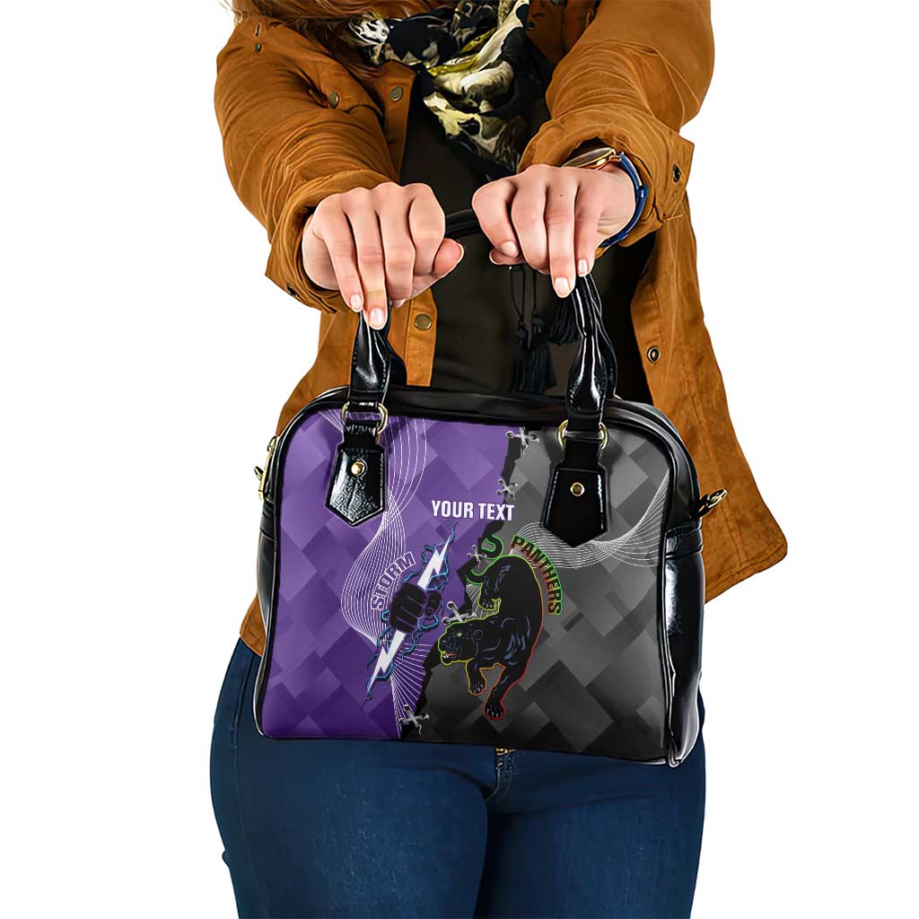 Personalised Storm And Panthers Rugby 2024 Shoulder Handbag Go Champions Grand Final Dynamic Style