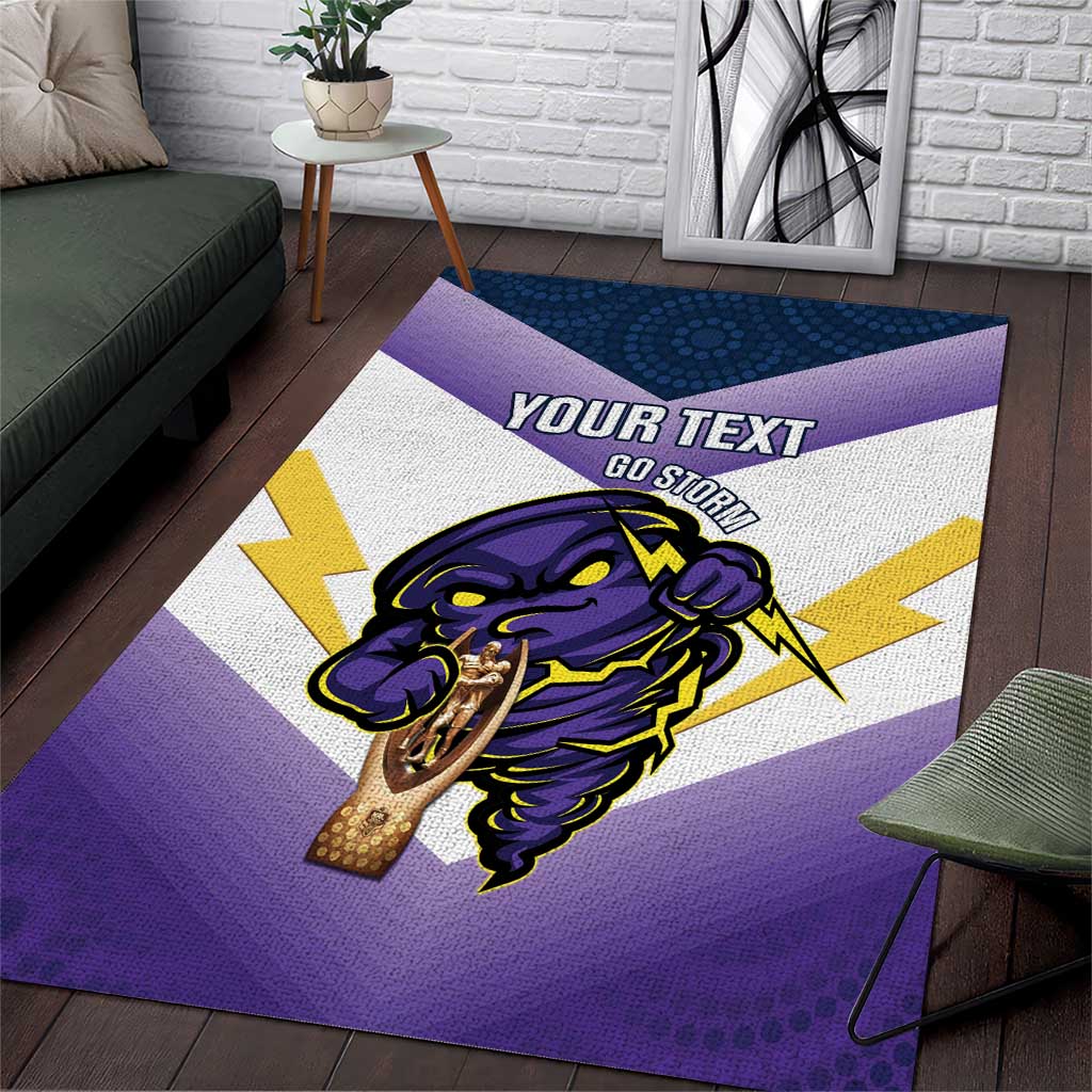 Personalised Storm Rugby 2024 Area Rug Mascot With Trophy Go Champions Aboriginal Art