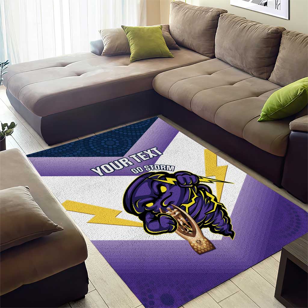 Personalised Storm Rugby 2024 Area Rug Mascot With Trophy Go Champions Aboriginal Art