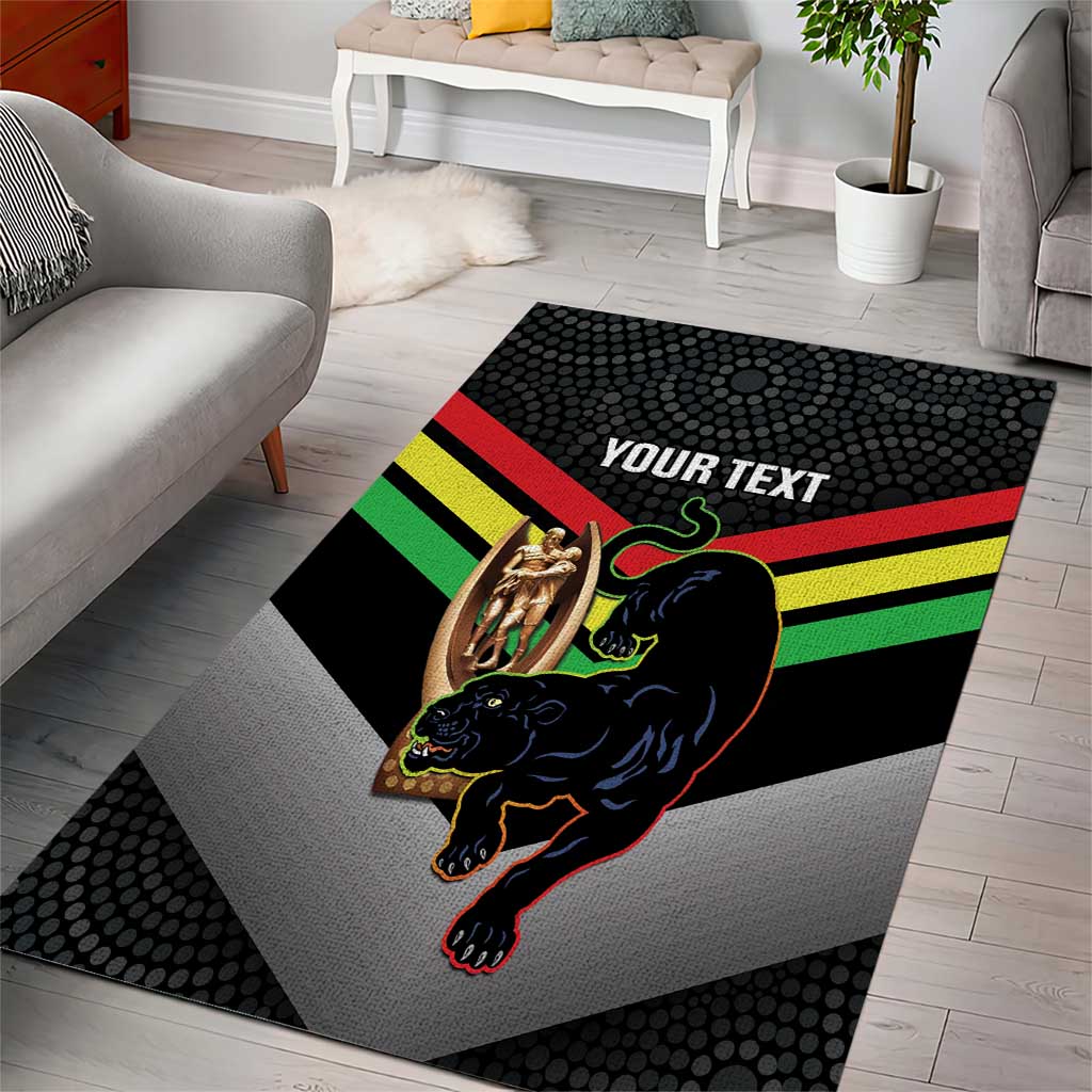 Personalised Panthers Rugby 2024 Area Rug Mascot With Trophy Go Champions Aboriginal Art