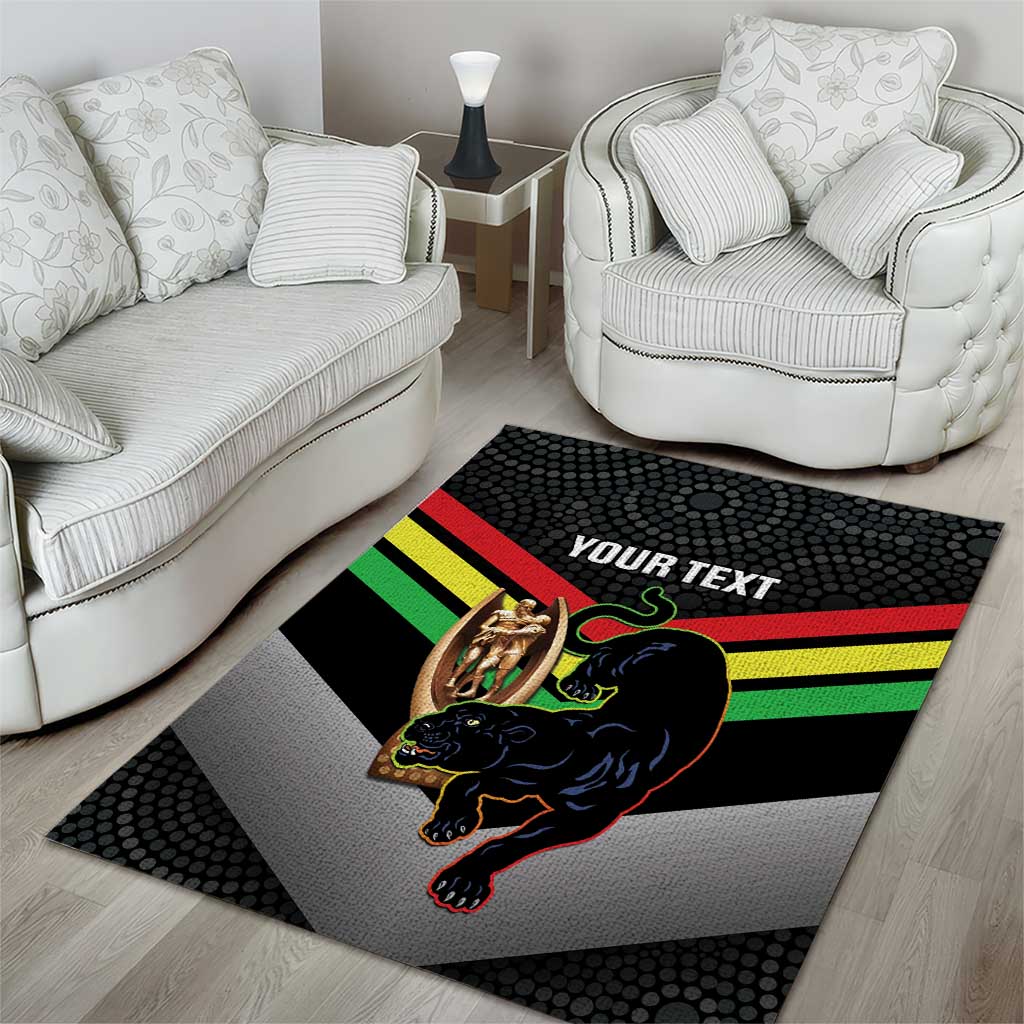 Personalised Panthers Rugby 2024 Area Rug Mascot With Trophy Go Champions Aboriginal Art