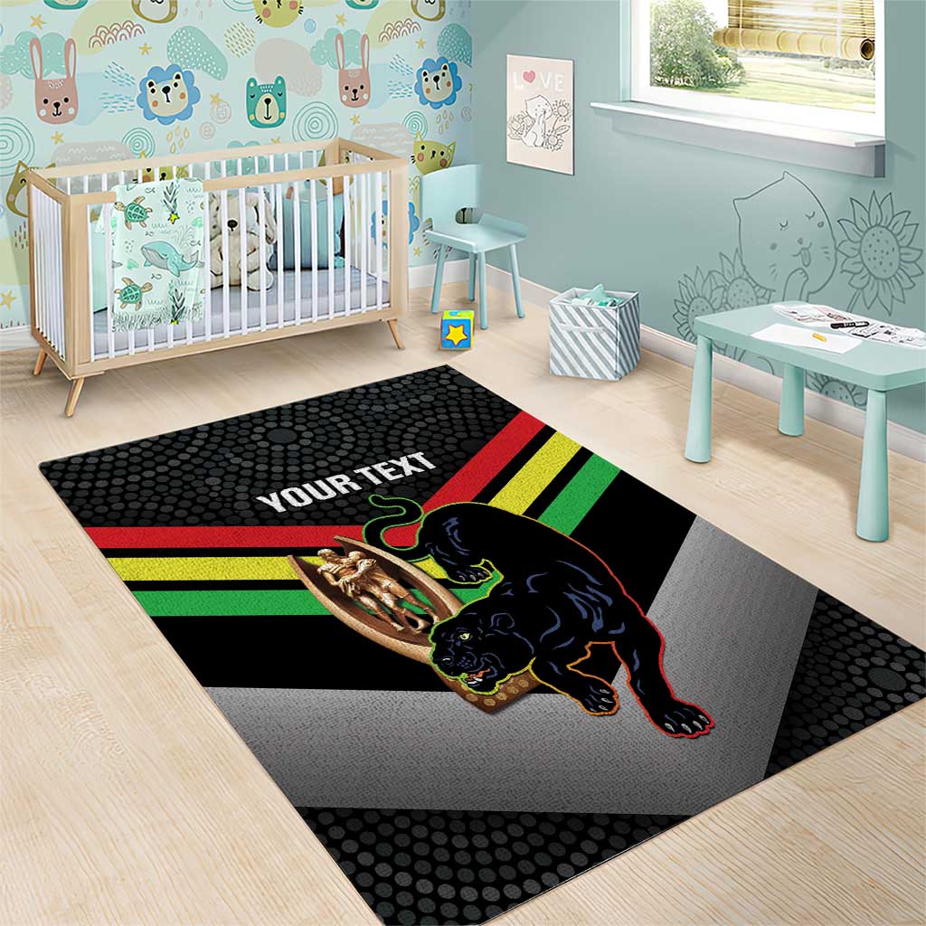 Personalised Panthers Rugby 2024 Area Rug Mascot With Trophy Go Champions Aboriginal Art