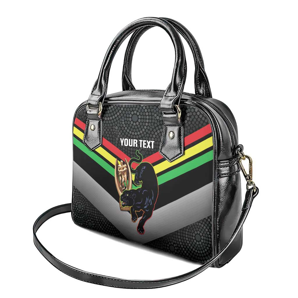 Personalised Panthers Rugby 2024 Shoulder Handbag Mascot With Trophy Go Champions Aboriginal Art