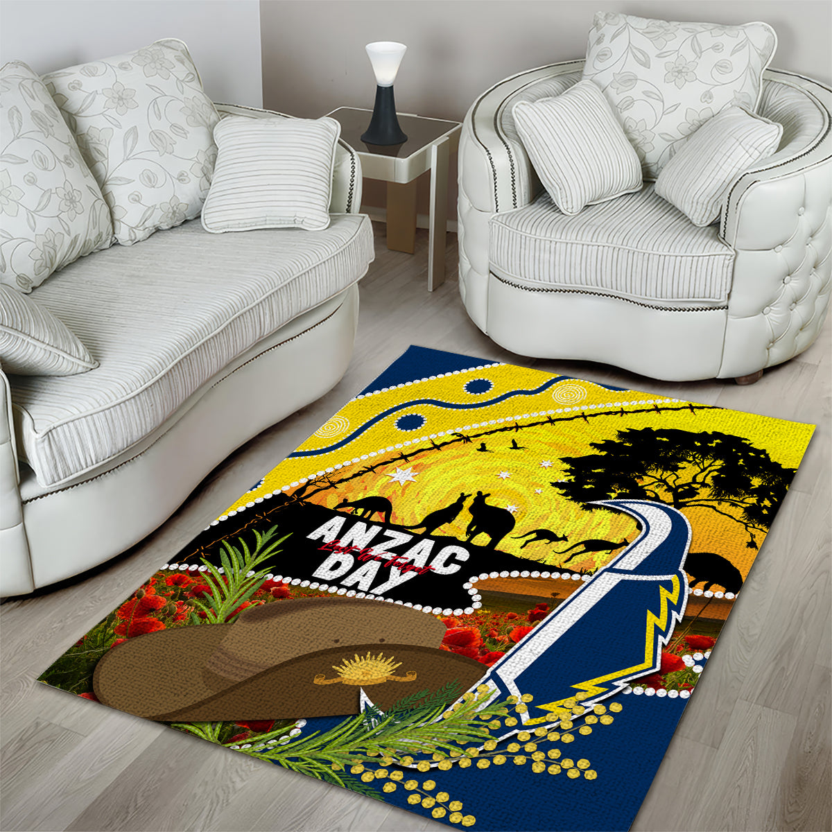 Cowboys ANZAC Day Area Rug Rosemary Starring Night Style