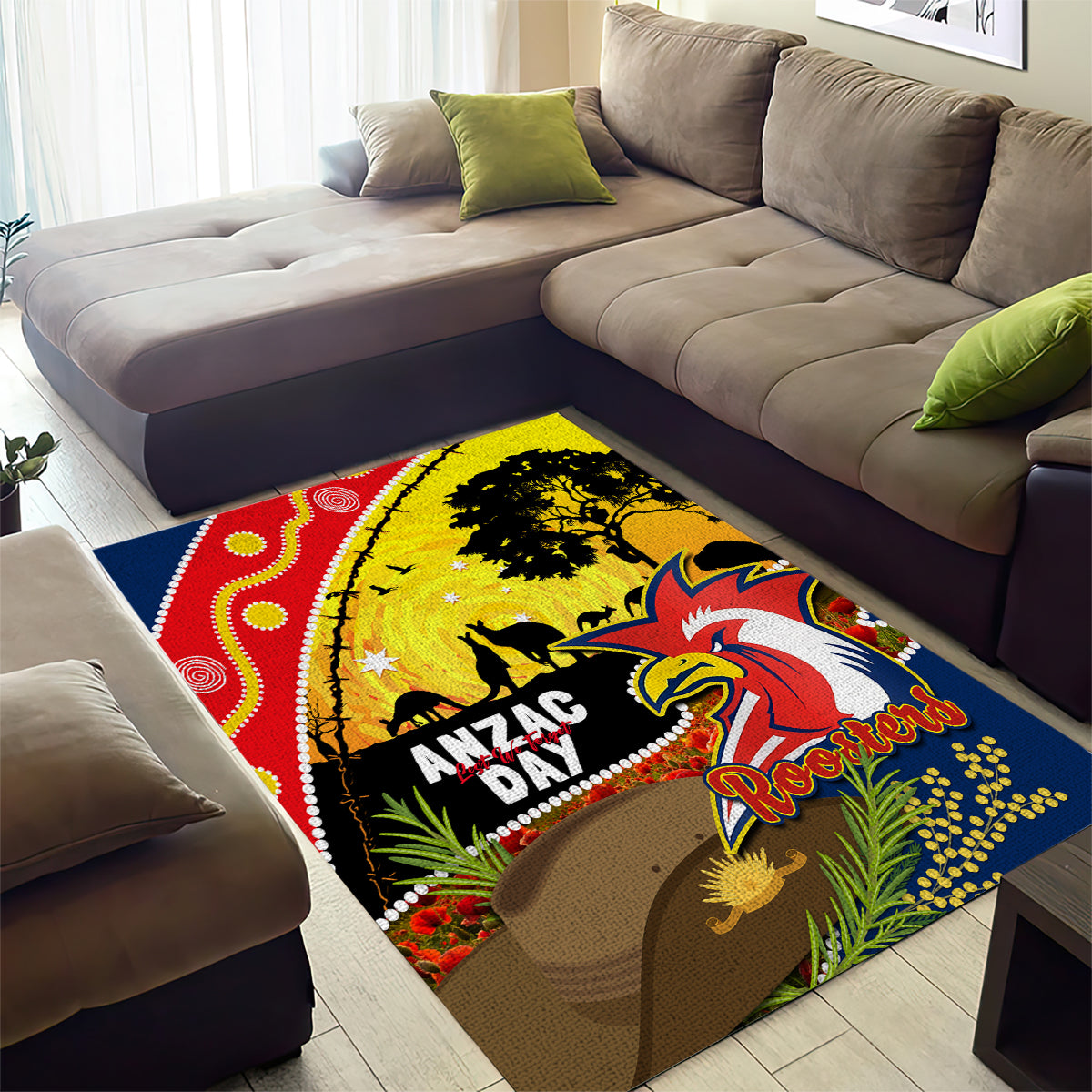 Roosters ANZAC Day Area Rug Rosemary Starring Night Style