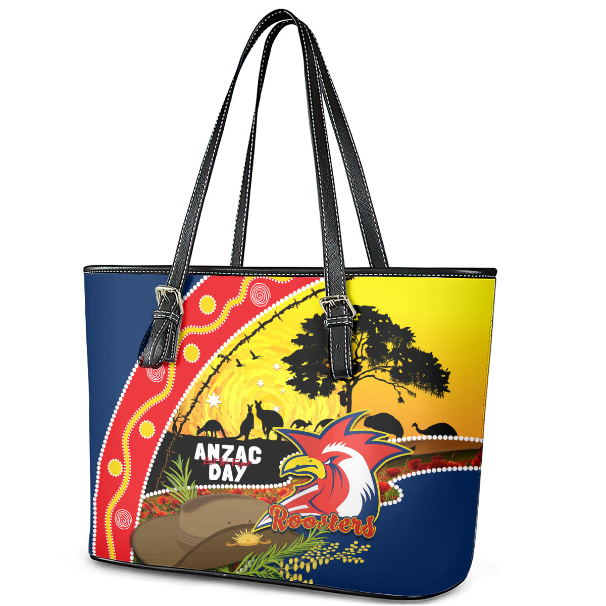 Roosters ANZAC Day Leather Tote Bag Rosemary Starring Night Style